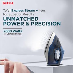 Tefal Express Steam Iron Plus / 2600W Power/Durilium Airglide Ceramic Soleplate / +25% More Steam Output/Steam Flow of Up to 190 g/min, Vertical Steaming/Auto Switch Off/Java Salt image 2