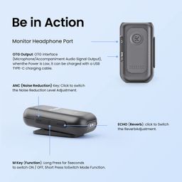 digitek Digitek® DWM-102 Wireless Microphone System with ANC Noise Reduction & 10-12 Hrs Working Time, Type C Power Adapter, 30m Range, Internal Recording, Versatile Modes, for Smartphone & DSLR Camera image 3