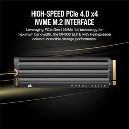 Corsair MP600 Elite 2TB M.2 PCIe Gen4 x4 NVMe SSD with Included Heatsink – M.2 2280 – Up to 7,000MB/sec Sequential Read – High-Density 3D TLC NAND – Black image 5