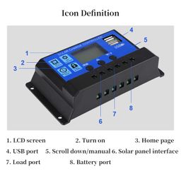 werchtay [Upgraded] 30A Solar Charge Controller 12V/ 24V Solar Panel Charge Controller Intelligent Regulator with Dual USB Port Auto Parameter LCD Display and Timer Setting ON/Off Hours image 5