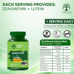 Vruksha Vitals Eye Support – Lutein and Zeaxanthin (100 mg) 150 Tablets/Capsules Supplement with Astaxanthin, Vitamin A, Vitamin C, Vitamin E, Bilberry, Beetroot and Carrot Extracts image 4
