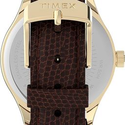 timex Women Leather 3 Hands Analog Cream Dial Coloured Quartz Watch, Round Dial with 34 Mm Case Width - Tw2U97800Uj, Band Color-Brown image 3