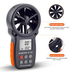 BTMETER Digital Anemometer Handheld - BTMETER BT-100 Wind Speed Meter Gauge, Accurately Measure Wind Temperature Speed CFM with MAX/MIN/AVG, Backlight LCD for Shooting, HVAC, Drone Flying image 5