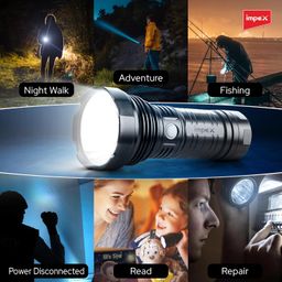 Impex Rechargeable Torch Flashlight Ultra X20 | Ultra Bright LED Light 20 Watts and 6600 MAh Battery for trecking, Hunting, Camping | C Type Charger | 2 Year Warranty image 5