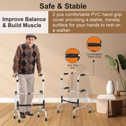 EASYCARE 5-Level Adjustable Height Step Walker | Lightweight & Foldable Aluminum Walker | Safe & Stable Support for Elderly, Dual Reciprocal Mode, Stand Assist, Sturdy Frame for Rising Aid image 2
