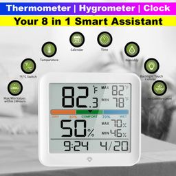 Real Instruments Digital Hygrometer Thermometer HT-54 Temperature & Humidity Monitoring Weather Station Room Climate Indicator With Calibration Touchable Night Light Comfort Display MAX/MIN Data Sets image 2