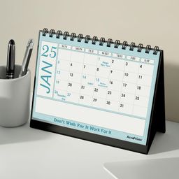 AccuPrints 2025 -Size 5.8 by 8.2 inch Offices Desk Calendar Large Box with Space for Marks/Notes-Blue Color Desk image 1