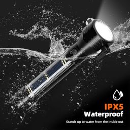Otdair LED Flashlight Solar Power Flashlight,Ultra Bright Flashlight, High Lumens,USB Rechargeable,5 Modes for Outdoor,Camping,Hiking image 3