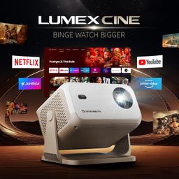 Crossbeats Lumex Cine Smart Home Projector 4k Ultra HD, Native 1080p, Mini Projector for Room,16000 Lumens Android OS, Built-in - Netflix, Prime, YouTube, Portable, Speaker, WiFi, 300" Display Cinema image 2