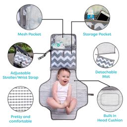 bellaboo Baby Portable Diaper Changing Pad,Waterproof Travel Changing Mat Station, Built -in Padded Head Rest, Includes Mesh Pockets for Diapers and Wipes, and Adjustable Strap for Strollers image 3