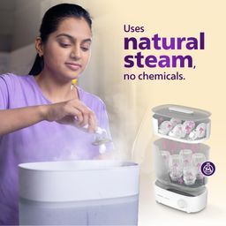 Philips Avent Sterilizer I No.1 Brand Recommended by Moms Worldwide | Kills 99.9%* Germs in 10 mins Cycle with Natural Steam Sterilization I Stays Sterile Upto 24hrs* | SCF291/00 image 3