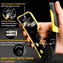 Hiija RJ45 Crimp Tool Kit Pass Through Ethernet Crimper Kit All-in-one Ratcheting Modular Data Cable Crimper Kit image 3