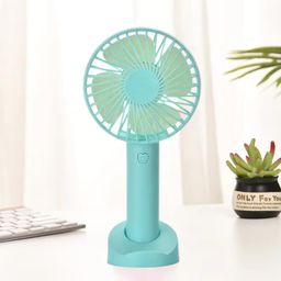 One94Store Mini Portable USB Hand Fan – 1200mAh Rechargeable Battery, 3-Speed Mode, Up to 3 Hours Usage, High-Speed Cooling Fan with Stand for Home, Office & Travel (Blue) image 1