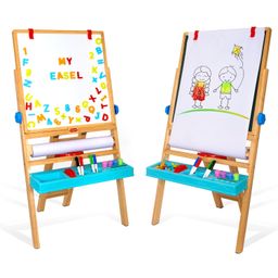 Giggles Funskool My First Easel, 4in1 Double Sided Wooden Magnetic Board with Alphabets & Numbers, Learning, Fun & Engaging Activity, Multicolor, Gift Set for Kids, Age 3+ Years image 1