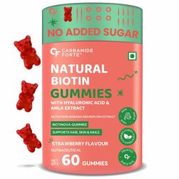 Carbamide Forte Biotin Hair Gummies for Hair Growth | Biotin Gummies for Women & Men | Hair Supplements for Women & Men | Hair Vitamins | Gummies for Hair Growth - 60 Veg Strawberry - Flavored Gummies image 1