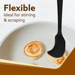 AGARO Silicone Spatula Set of 3, Large Heat Resistant Spatula for Cooking, Baking and Mixing, Non-Stick Cookware for Kitchen, BPA Free, Flexible, Seamless Design, Deluxe, Black. image 5