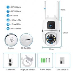 securinnov Smart Home Dual Lens/Dual Screen 4+4 MP WiFi Mini Fox Indoor Camera with 1440 Px Full Color Night Vision, Two Way Audio, PTZ Control, Siren, 360° View, Motion Detectio (Dual Lens Mini ptz) image 2