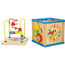 Trinkets & More - Activity Centre Play Cube Learning House (5-In-1) Bead Maze Smiling Clock Shape Sorting Mechanical Gears Routing Insects Early Educational Kids 1-4 Years,Multicolor image 1