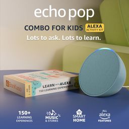Amazon Echo Pop (Green) Smart Bluetooth Speaker | Combo for your Kids aged 3-8 years with Alexa Activity Kit | Helps in interactive learning, stories, rhymes & hands-free fun | Special Edition | Alexa for Kids image 1