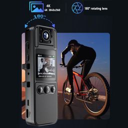 4K Body Camera, Portable Video Camera with 180° Rotatable Lens, 1.3 Inch Color Screen, 120° Wide Angle Small Body Camcorder with OTG Function image 2