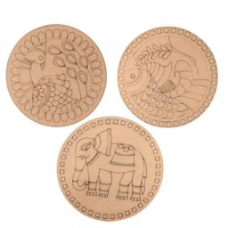 Decordial madhubani lippan Art Materials DIY kit with Four Designs Premarked MDF Board (3 pcs premarked Art Board, Ideal for Festive Gifting, Artists, Students image 1