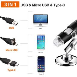 USB Digital Microscope, Bysameyee Handheld 40X-1000X Magnification Endoscope, 8 LED Mini Video Camera for Windows 7/8/10 Mac Linux Android (with OTG) (Digital Microscope) image 2