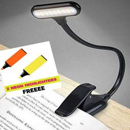 SHOPOPOYE Book Reading Light with Clip - Light for Night Read - Book lamp - Study Table Night Reading Lamp for Bed Side Rechargeable USB LED with 3 Modes for Laptop,Kindle,Stand - (Black) image 1