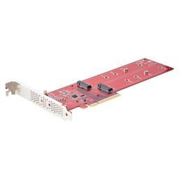 startech StarTech.com Dual M.2 PCIe SSD Adapter Card, PCIe x8 / x16 to Dual NVMe or AHCI M.2 SSDs, PCI Express 4.0, 7.8GBps/Drive, Bifurcation Required - Windows/Linux Compatible (DUAL-M2-PCIE-CARD-B) image 1