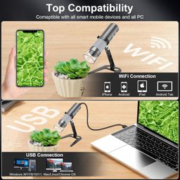 Ninyoon 4K WiFi Microscope Upgraded Stand for iPhone/Android PC, 50-1000X USB Digital Microscope Wireless HD Endoscope Camera for All Cellphones iPad Android Tablet Windows Mac Chrome Linux Computer image 4