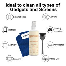 Amazon Basics 2-in-1 Professional Screen and Lens Cleaning Kit for Lens, Binocular, Laptop, TV, Monitor, Smartphone, Tablet | Non-Toxic Formula (250 ml) image 2