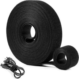 INOVERA (LABEL) 7 Meter Cable Organizer Hook & Loop Tape Roll - Cord/Wire Holder Management Strap - Reusable Ties for PC, TV, Desk, WFH Accessories - 20 mm Width Black image 1