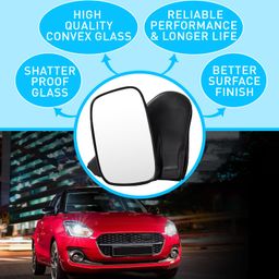 UNO MINDA RV-13005R Shatterproof Glass Rear View Mirror (Black)- Right Hand Side for Maruti Alto LX image 4