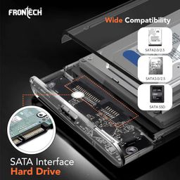 FRONTECH 2.5" USB HDD External Hard Drive Enclosure Transparent Case, USB 3.0 to SATA Tool-Free External Hard Disk Case with High-Speed Data Transfer Storage Capacity Compatible (NC-0034) image 4