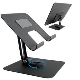 TARKAN 360 Degree Rotating Adjustable Metal Tablet Stand, Foldable Desk Mount Holder for Upto 12 Inch iPads & Tabs (Black) image 1