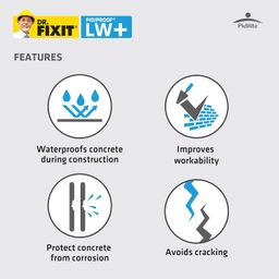 DR. FIXIT PIDIPROOF LW+, 5 litre, Cement Tonic, Integral Liquid Waterproofing Compound for Concrete and Plaster, Reduces Shrinkage Crack Development(200ml for 1 Cement Bag) image 5
