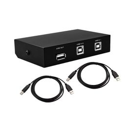 SPYTEK 2 Port USB 2.0 Switch Box, 2 Computers to 1 Printer, Scanner, Projector, Camera, Keyboard - 2x 1.5m Printer Cables (Black) image 1