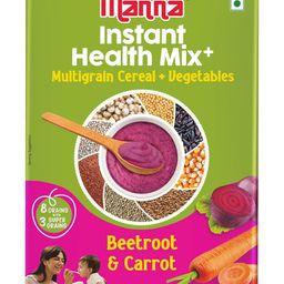 Manna Health Mix Instant Multigrain Cereal, Beetroot & Carrot with Milk.Made with Real Vegetables and 8 super grains and millets. No Added Sugar, No Artificial Color, Flavors 200g image 1