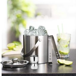 finality Double Walled Stainless Steel Insulated Ice Bucket with Lid | Ice Tong and Peg Measure [ 1 Liter ] Keeps Ice Cold for 6 h | Great bar Tools for Home bar Accessories, Mini bar, Wine image 2