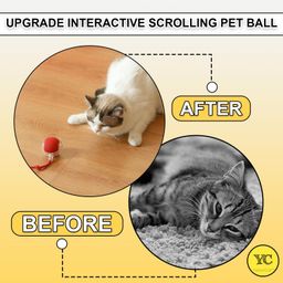 GOAWAY Automatic Rolling Cat Ball Toy, 2-Speed Modes, Teasing Tail & Bell Charm, Interactive Self Play Chasing Silicone Ball Toy for Indoor Cats image 4