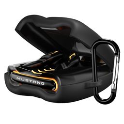 Sounce Earphone Case Cover Compatible for Boult x Mustang Torq TWS Earbuds, Soft Silicone Skin Case Cover Shock-Absorbing Protective Case with Keychain [Front LED Visible] (Black) image 1