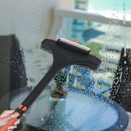 Kuber Industries 2-in-1 Multifunctional Mesh Cleaning Brush for Windows Net | Multipurpose Window Cleaner Double Sided | Expandable Brush/Wiper Mesh Cleaner for Car/Home | Orange & Green image 1