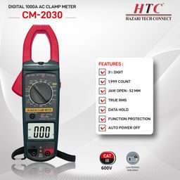 HTC CM-2030 Digital Ac ClampMeter 1000A Tester Clip-On-Meter With 1 Year Warranty Digital Multimeter (Green, Red 2000 Counts) image 5