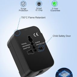 Softy Type C (USB C) 25W Universal Travel Adapter with Type C,3in1 Universal Adapter Plug, Travel Essentials Accessories with 1 USB, 1 USB-C,Adapter for Phone, Laptop, Mobile,Tablet SC-10 (Black) image 4