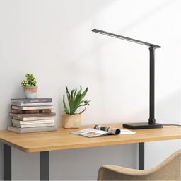 Lepro LED Desk Lamp With USB Charging Port, Dimmable Touch Control for Home Office, 3 Color Modes, 5 Brightness Levels, Eye-Caring Natural Light Modern Task Light (Black) image 3