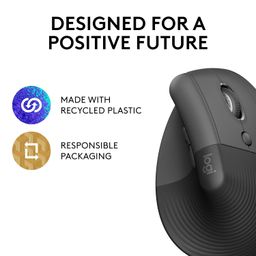 Logitech Lift Vertical Ergonomic Mouse, Wireless, Bluetooth or Logi Bolt USB Receiver, Quiet clicks, 4 Buttons, Compatible with Windows/macOS/iPadOS, Laptop, PC - Graphite image 5