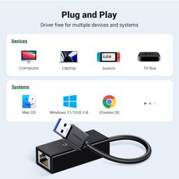 UGREEN Ethernet Adapter USB 3.0 Gigabit 10 100 1000 Mbps Rj45 Cable Connector Wired Internet LAN Converter Compatible with Switch OLED MacBook Windows macOS Linux Chrome OS image 5