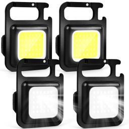 cozomga COB Small Flashlights, 1000Lumens Rechargeable Waterproof Portable Led Work Light Keychain 4 Light Modes Mini COB Working Lights with Folding Bracket and Strong Magnet for Walking RV Camping(4 Pack) image 1