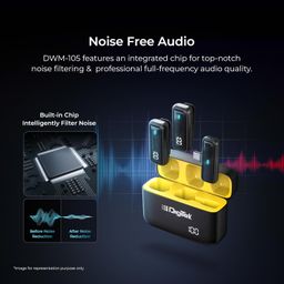 digitek Digitek® DWM 105 2 in 1 Wireless Microphone System with ANC Mode, 50m Wireless Range, 6-Hour Working Time, Plug & Play Auto Pairing, Compatible with Android & iOS for Broadcasting & Audio Recording image 3