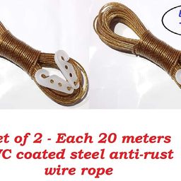 Kalakriti 20 Meter Cloth Drying Ropes| PVC Coated Steel Anti-Rust Wire for Cloth Drying| Plastic Rope with 2 Hooks (Set of 2, Multicolor) image 4
