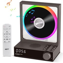 bodymaster HOTT CD Player Portable with RGB Lights, Bluetooth 5.3 Desktop CD Player with Remote Control, Portable CD Player with HiFi Speakers, Supports TF Card, Transcription, LED Screen, Timer (Gray) image 1